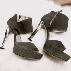 MICHAEL KORS Open Toe Platform Metallic Suede
